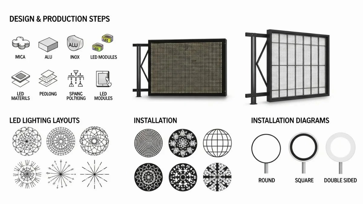 Biển vẫy quảng cáo đèn LED sáng rực, thu hút sự chú ý vào ban đêm