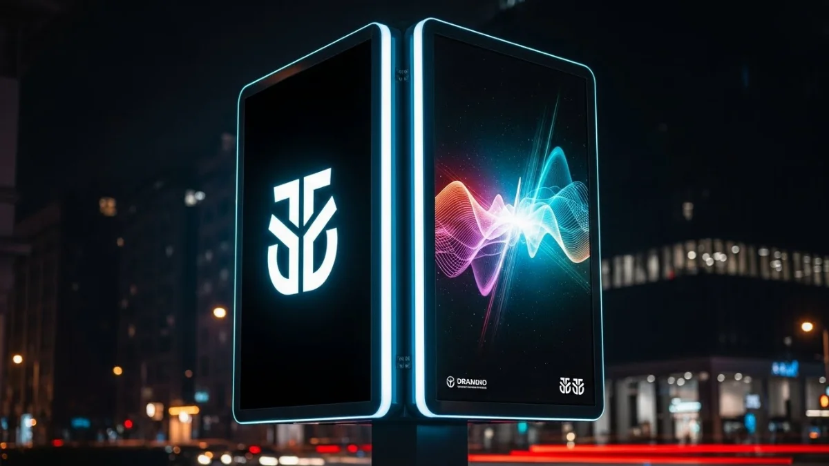 Mẫu biển vẫy vuông, hai mặt, có đèn LED bên trong, thích hợp cho cửa hàng có phong cách hiện đại