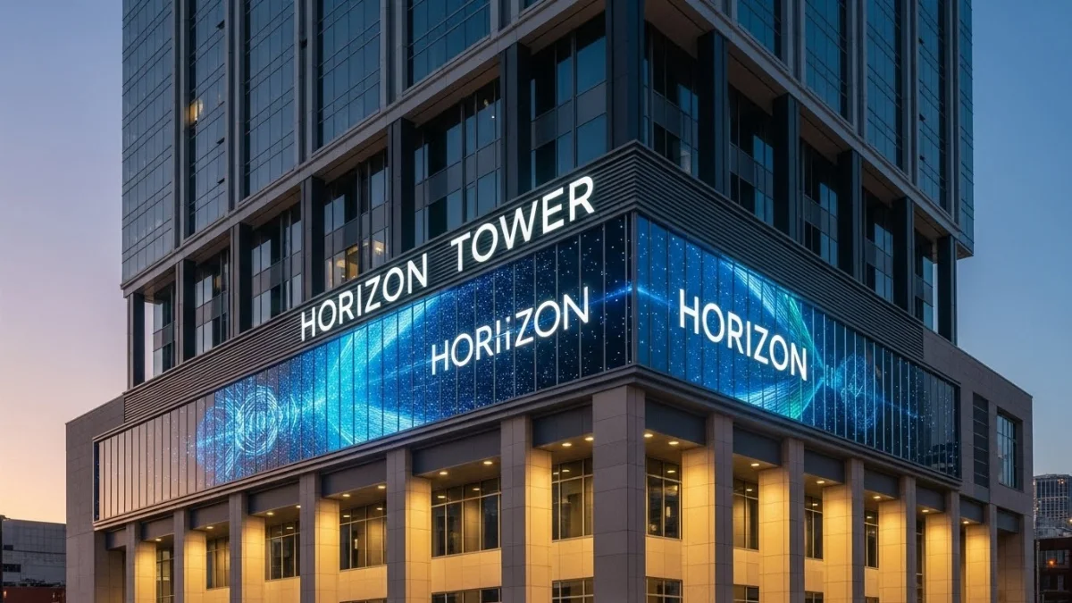 Biển tòa nhà văn phòng hiện đại làm từ hợp kim nhôm bền vững