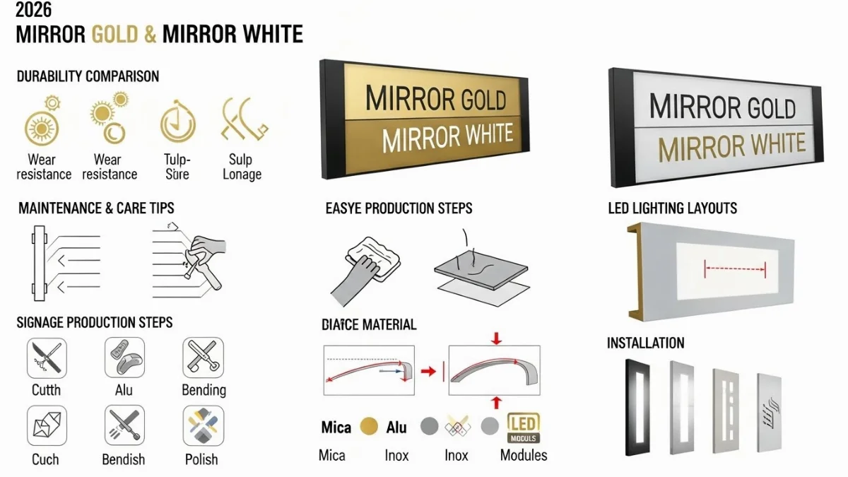 Biển Inox Trắng Gương hiện đại cho mặt tiền cửa hàng