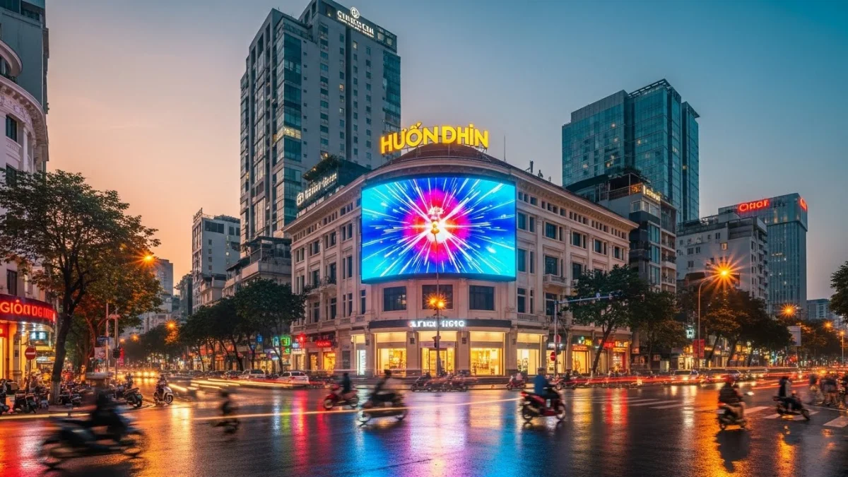 Màn hình LED quảng cáo ngoài trời thu hút ánh nhìn tại trung tâm Hà Nội