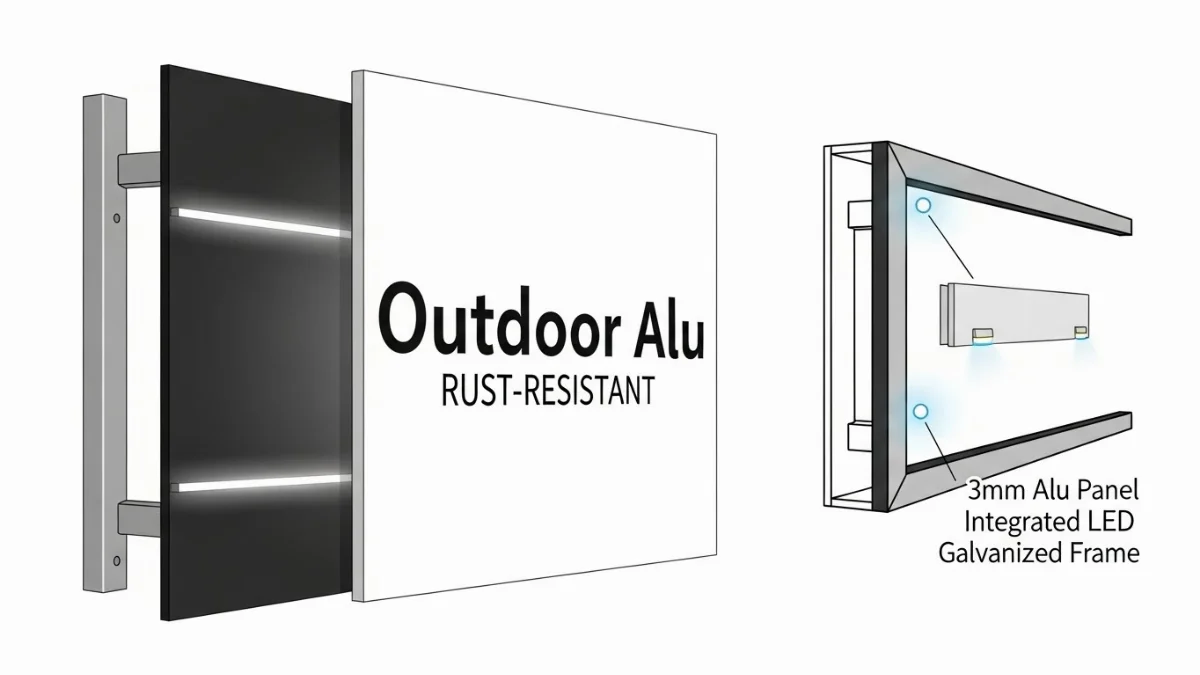 Khung thép mạ kẽm kiên cố cho biển quảng cáo Alu bền bỉ