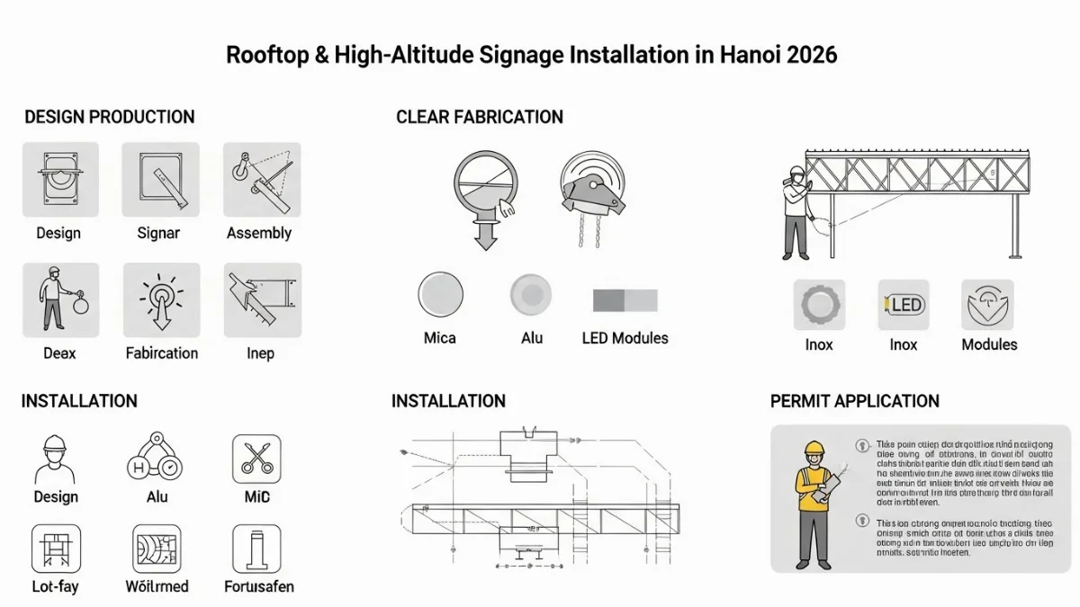 Thi công biển quảng cáo trên cao, đảm bảo quy định an toàn