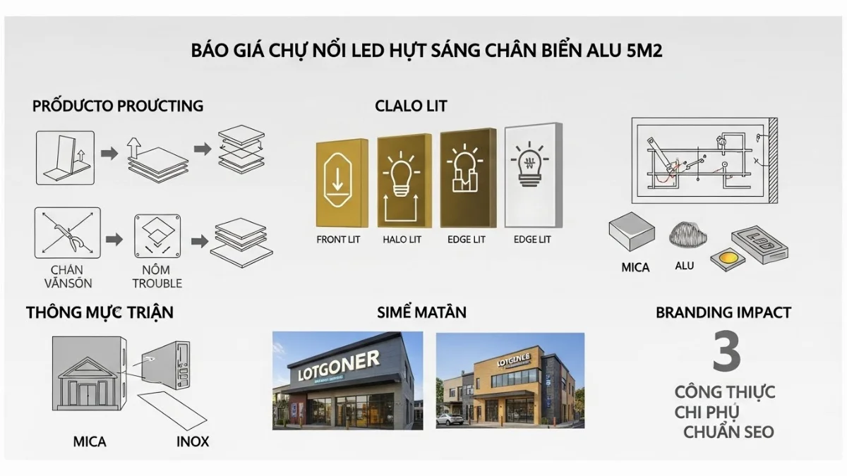 Biển hiệu quảng cáo chữ nổi LED hắt sáng chân chuyên nghiệp