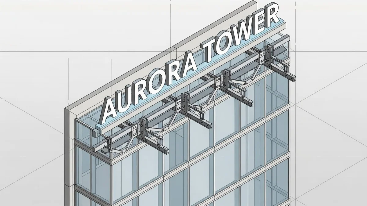 Cận cảnh biển Alu chữ nổi LED với hệ thống chiếu sáng mạnh mẽ