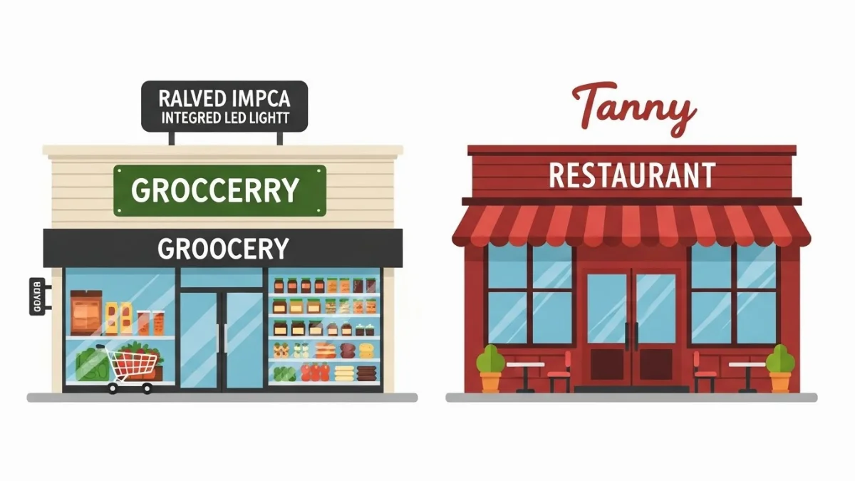 Bảng hiệu mica hút nổi có đèn LED phát sáng thu hút khách hàng ban đêm