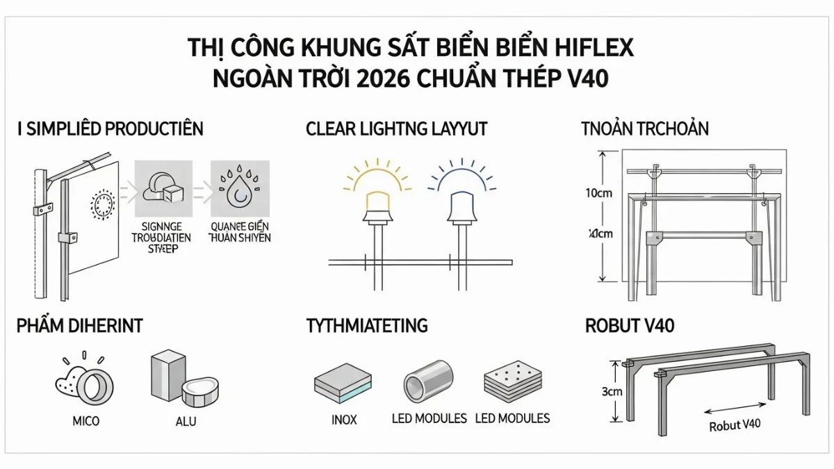 Biển hiflex ngoài trời khung sắt V40 đảm bảo độ bền vững