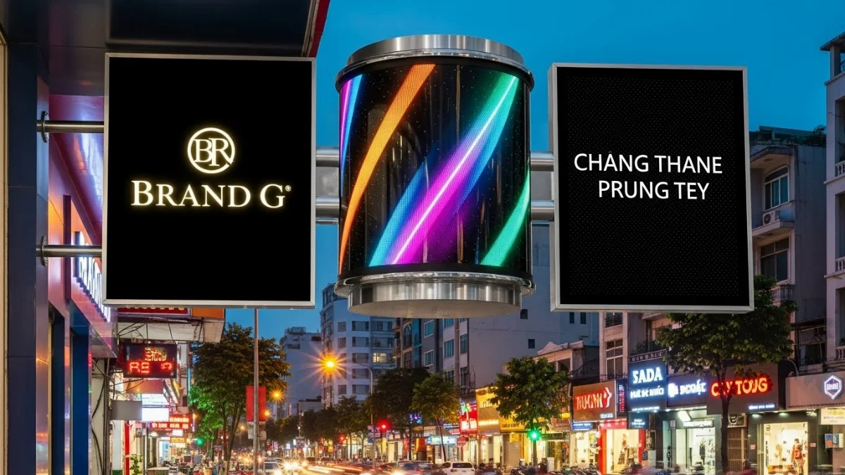 Biển vẫy lật tự động hiện đại, thu hút ánh nhìn mạnh mẽ.