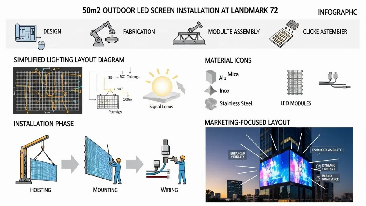 Kiểm tra an to&agrave;n lao động khi thi c&ocirc;ng m&agrave;n h&igrave;nh LED lớn