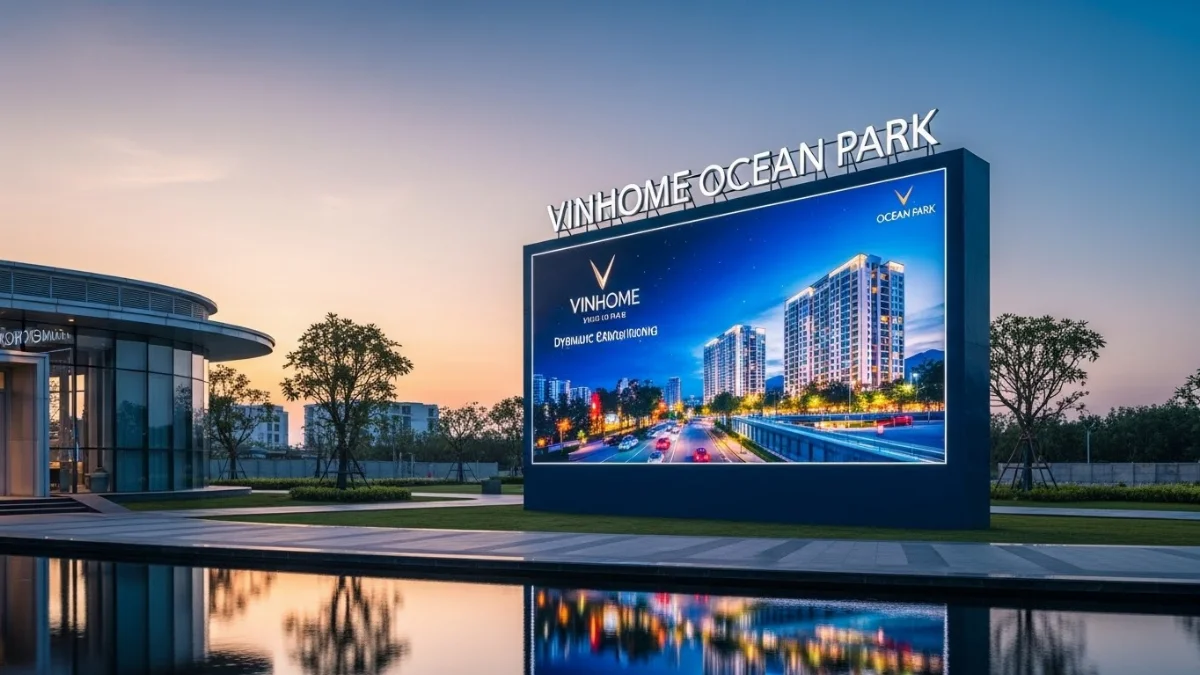 Hình ảnh biển quảng cáo ấn tượng của dự án Vinhome Ocean Park, thu hút khách hàng tiềm năng