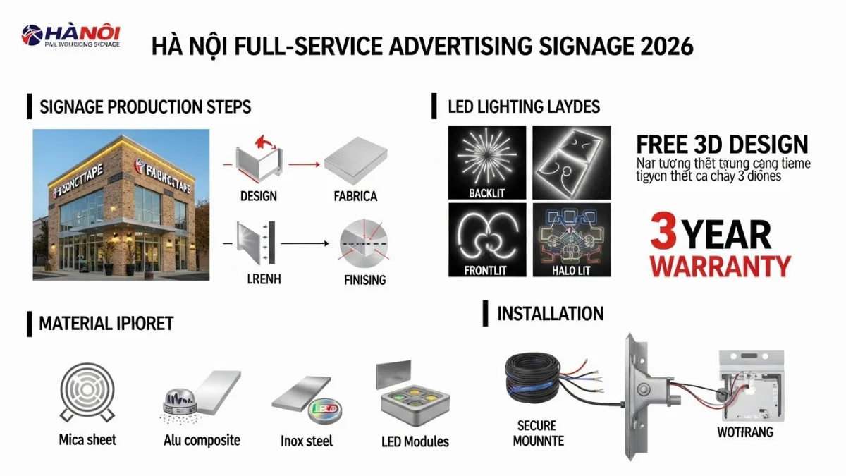Gia công và sản xuất chữ nổi Mica LED chuyên nghiệp tại xưởng Hà Nội