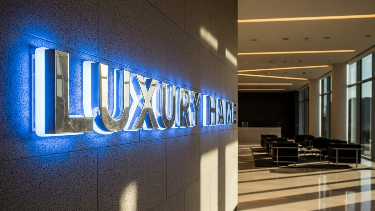 Mẫu chữ nổi mica đèn LED 2026 hắt sáng chân sang trọng