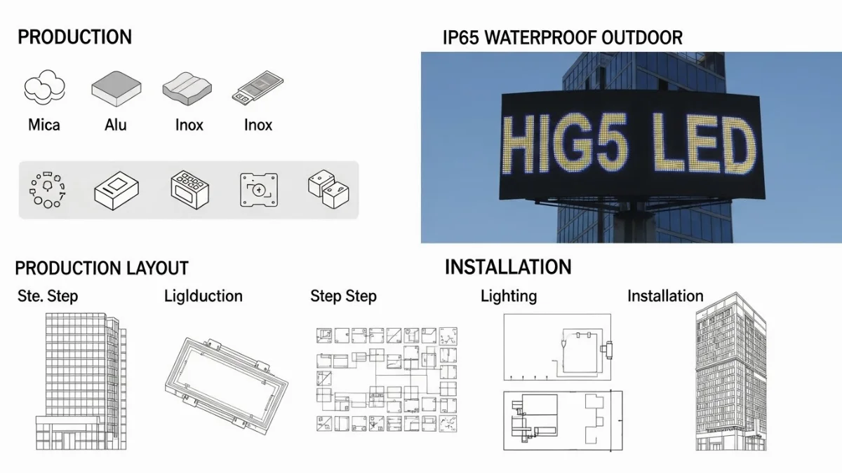 Thiết kế biển LED ngoài trời IP65 tối ưu tầm nhìn cao ốc
