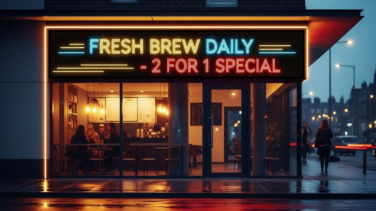 Bảng LED chạy chữ dưới 5 triệu thu hút khách hàng buổi tối