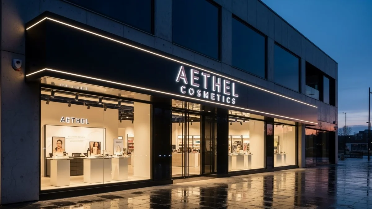 Biển quảng cáo Alu Mica hút nổi sang trọng cho cửa hàng mỹ phẩm