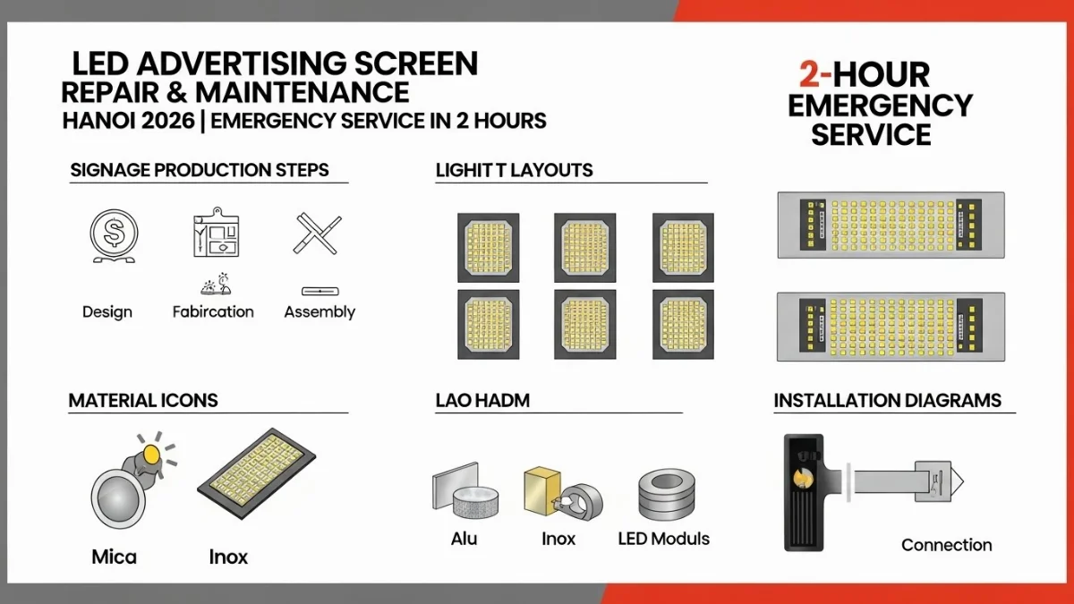 Kỹ thuật viên chuyên nghiệp sửa chữa màn hình LED khẩn cấp tại Hà Nội