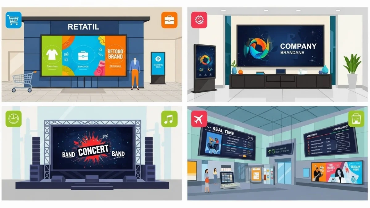 Màn hình LED P4 trong nhà hiển thị nội dung quảng cáo sắc nét, màu sắc sống động