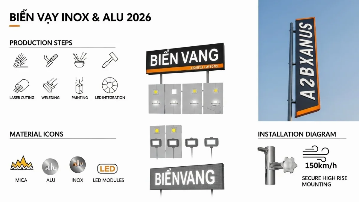 Biển vẫy quảng cáo ngoài trời hiện đại, thu hút mọi ánh nhìn bền vững.